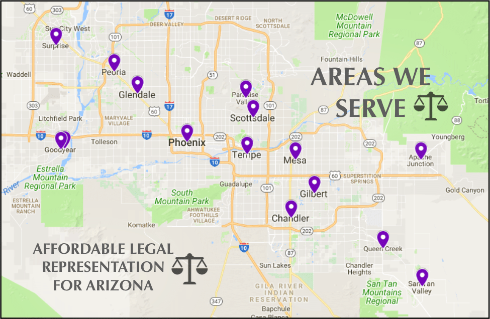map of areas served by Phoenix bankruptcy attorneys